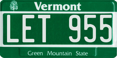 VT license plate LET955