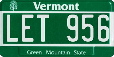 VT license plate LET956