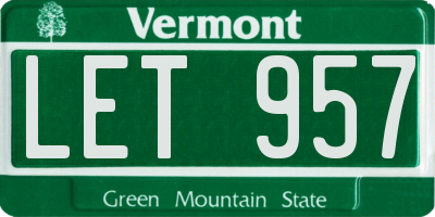 VT license plate LET957