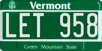 VT license plate LET958