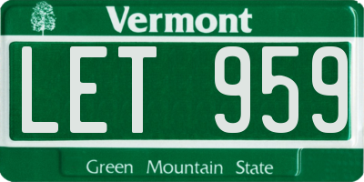 VT license plate LET959
