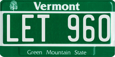 VT license plate LET960