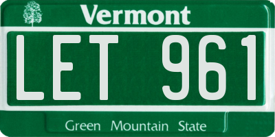 VT license plate LET961