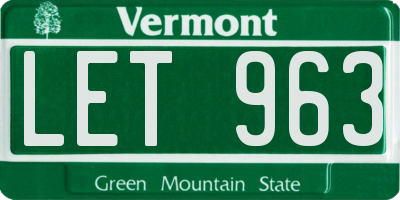 VT license plate LET963