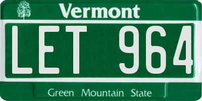 VT license plate LET964