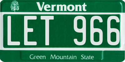 VT license plate LET966