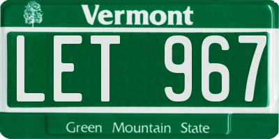 VT license plate LET967