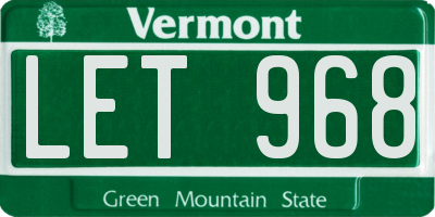 VT license plate LET968