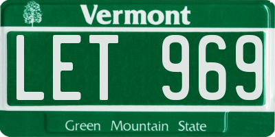 VT license plate LET969