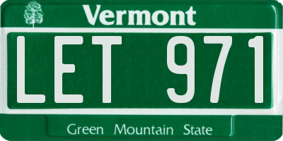 VT license plate LET971
