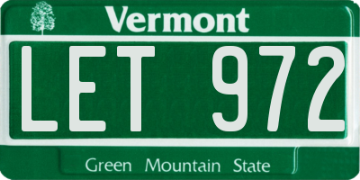 VT license plate LET972