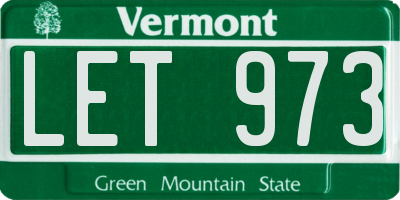 VT license plate LET973