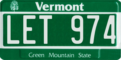 VT license plate LET974