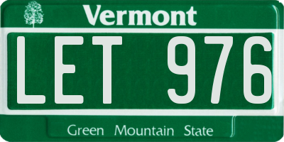 VT license plate LET976