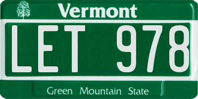 VT license plate LET978