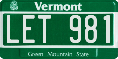 VT license plate LET981