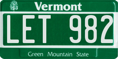 VT license plate LET982