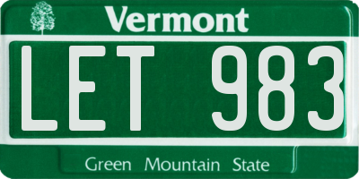 VT license plate LET983