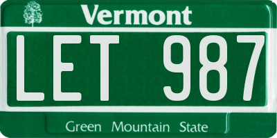 VT license plate LET987