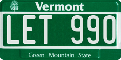 VT license plate LET990