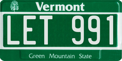 VT license plate LET991
