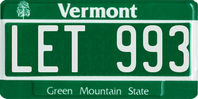 VT license plate LET993