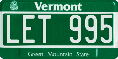VT license plate LET995