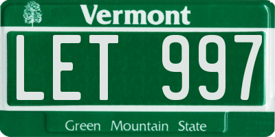 VT license plate LET997