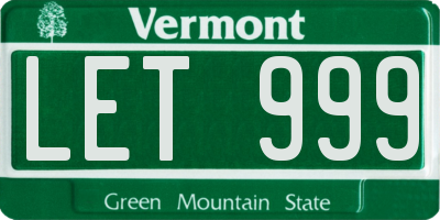 VT license plate LET999