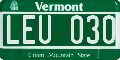 VT license plate LEU030