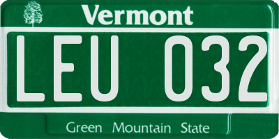VT license plate LEU032