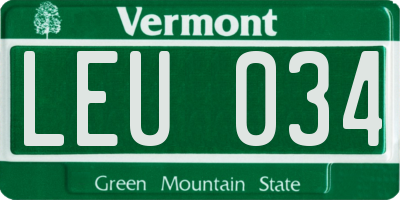 VT license plate LEU034