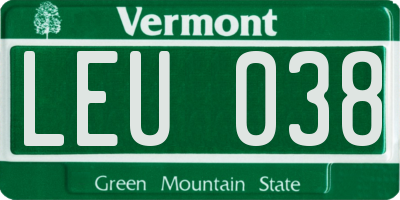 VT license plate LEU038