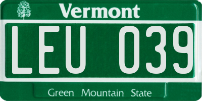VT license plate LEU039