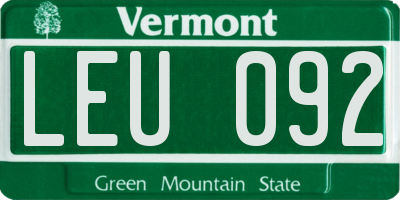 VT license plate LEU092