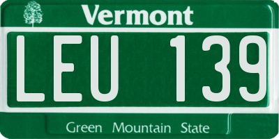 VT license plate LEU139