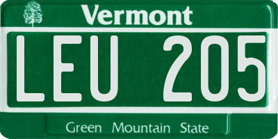 VT license plate LEU205
