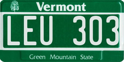 VT license plate LEU303