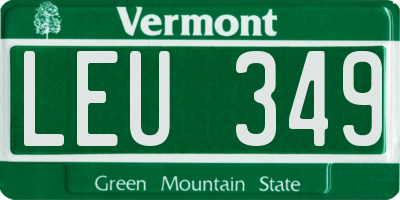 VT license plate LEU349