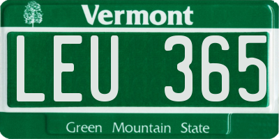 VT license plate LEU365