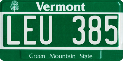 VT license plate LEU385