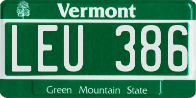 VT license plate LEU386