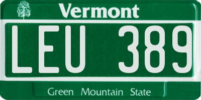 VT license plate LEU389