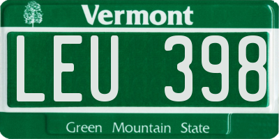 VT license plate LEU398