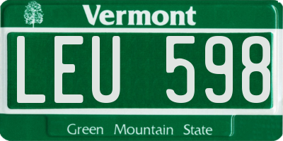VT license plate LEU598