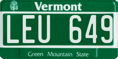 VT license plate LEU649