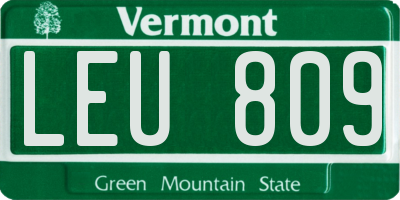 VT license plate LEU809