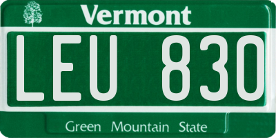 VT license plate LEU830