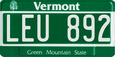 VT license plate LEU892