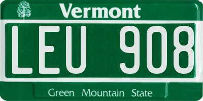 VT license plate LEU908